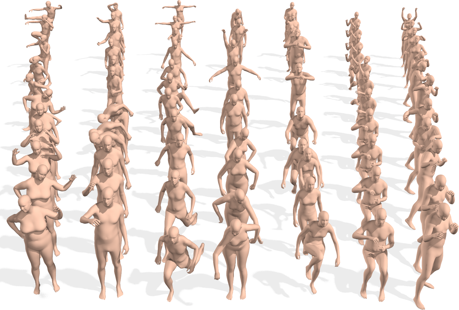 A few shapes of AMASS. The whole dataset contains around 100 million poses